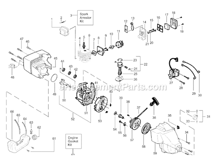 Page D Diagram and Parts List for XT200 Type 2 Weed Eater Trimmer